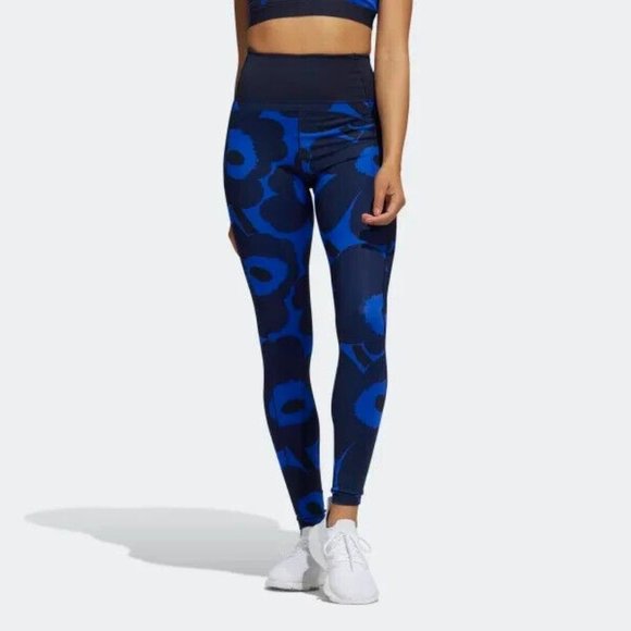 Adidas x Marimekko Believe This Legging Training Tights Size XS Blue - Picture 1 of 11
